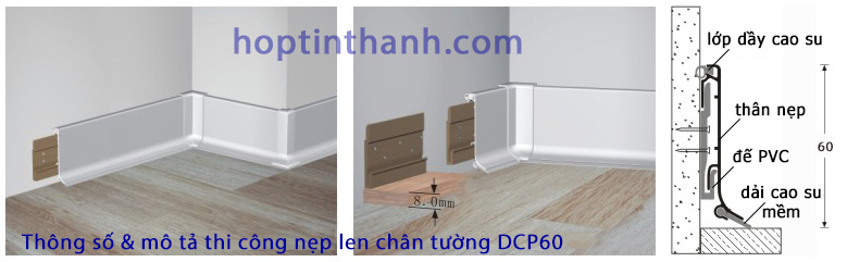 Nẹp len chân tường hợp kim nhôm 1
