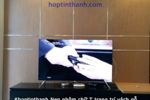 Hình ảnh bức vách gỗ trang trí bởi nẹp nhôm chữ T